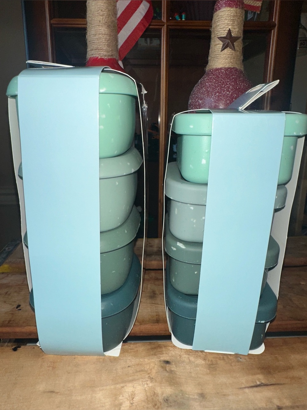 Silicone Snack Containers 6.7 Oz & 3.5 Oz - Mint & Teal Stackable Set ~ New - Picture 5 of 9